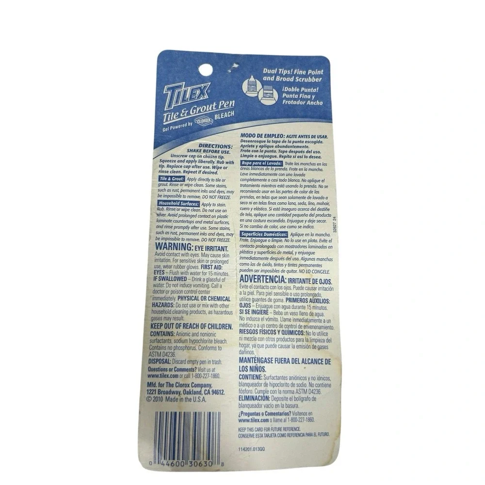 TILEX Tile & Grout Pen Removes Stains 2 oz Dual Tip Clorox Bleach NEW